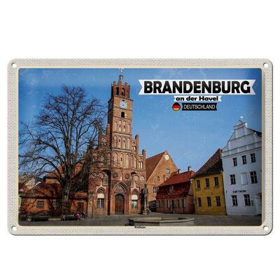 Targa in metallo città di Brandeburgo an der Havel municipio 30x20 cm