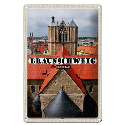 Cartel de chapa ciudades Braunschweig Catedral Iglesia 20x30cm