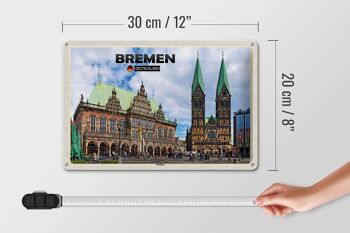Panneau en étain villes de Brême, hôtel de ville allemand, 30x20cm 4