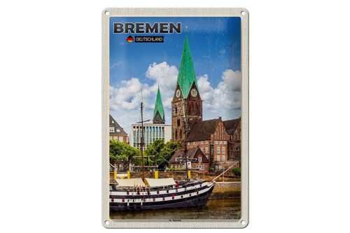 Blechschild Städte Bremen Deutschland St. Martini 20x30cm