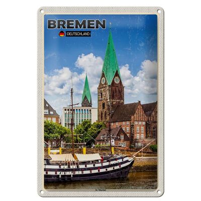 Blechschild Städte Bremen Deutschland St. Martini 20x30cm