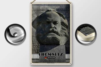 Plaque en tôle villes Chemnitz Monument Karl Marx 20x30cm 2