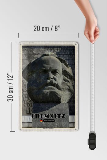 Plaque en tôle villes Chemnitz Monument Karl Marx 20x30cm 4