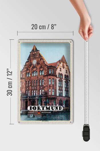 Plaque en étain villes Dortmund vieille maison de ville vieille ville 20x30cm 4