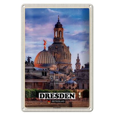 Targa in metallo città Dresda Germania Frauenkirche 20x30 cm
