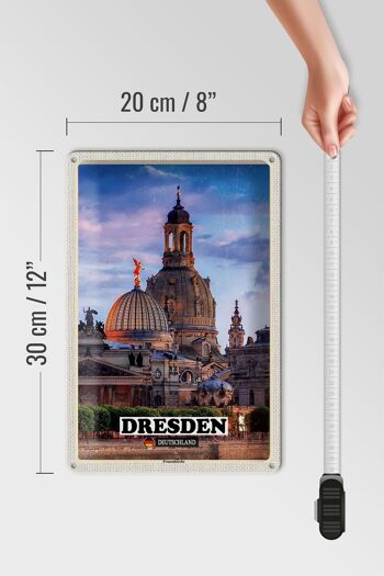 Panneau en étain villes Dresde Allemagne Frauenkirche 20x30cm 4