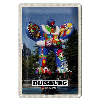 Cartel de chapa ciudades Duisburg fuente salvavidas 20x30cm