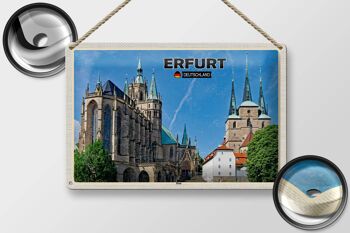 Signe en étain villes Erfurt allemagne cathédrale vieille ville 30x20cm 2