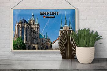 Signe en étain villes Erfurt allemagne cathédrale vieille ville 30x20cm 3