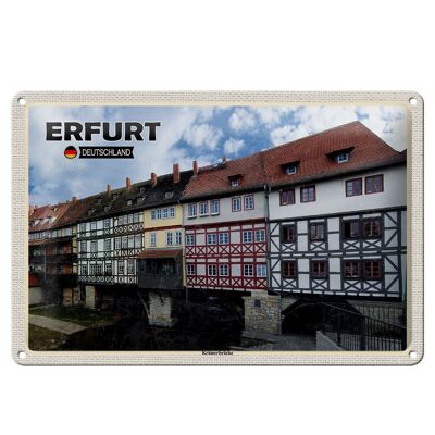 Cartel de chapa ciudades Erfurt Alemania Krämerbrücke 30x20cm