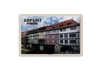 Plaque en tôle Villes Erfurt Allemagne Krämerbrücke 30x20cm 1
