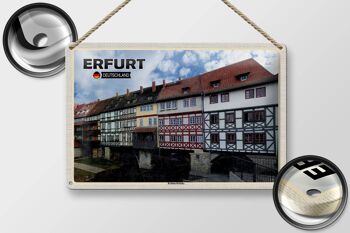 Plaque en tôle Villes Erfurt Allemagne Krämerbrücke 30x20cm 2