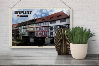 Plaque en tôle Villes Erfurt Allemagne Krämerbrücke 30x20cm 3