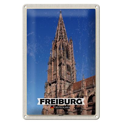Targa in metallo città Friburgo Germania Münster Viaggio 20x30 cm