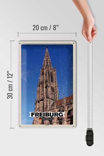 Plaque en tôle Villes Fribourg Allemagne Münster Trip 20x30cm 4