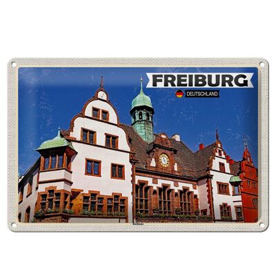 Metal sign cities Freiburg town hall architecture 30x20cm