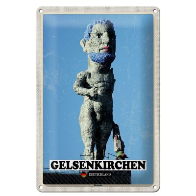 Cartel de chapa ciudades Gelsenkirchen escultura Hércules 20x30cm