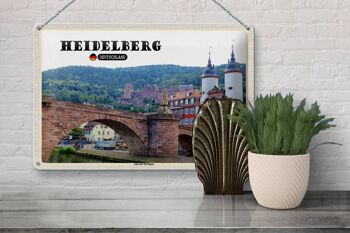 Panneau en étain villes Heidelberg, arche de la vieille ville 30x20cm 3