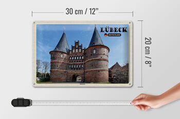 Plaque en tôle villes Lübeck Allemagne Holstentor 30x20cm 4