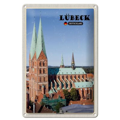 Blechschild Städte Lübeck Deutschland Marienkirche 20x30cm