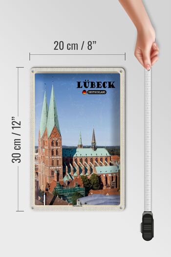 Panneau en étain villes Lübeck Allemagne Église Sainte-Marie 20x30cm 4