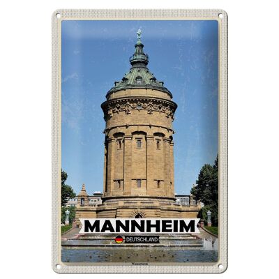 Cartel de chapa ciudades Mannheim Wassertrum casco antiguo 20x30cm