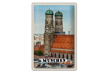 Plaque en étain villes Munich vieille ville Frauenkirche 20x30cm 1
