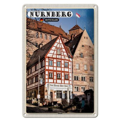 Cartel de chapa Ciudades Nuremberg Alemania Casco antiguo 20x30cm