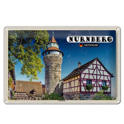 Plaque en tôle villes Nuremberg architecture Kaiserburg 30x20cm