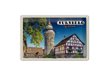 Plaque en tôle villes Nuremberg architecture Kaiserburg 30x20cm 1