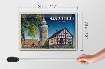 Plaque en tôle villes Nuremberg architecture Kaiserburg 30x20cm 4