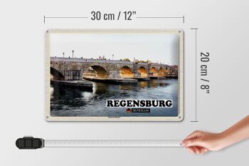 Plaque en étain villes Ratisbonne pont en pierre rivière 30x20cm 4