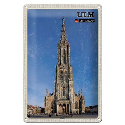 Cartel de chapa ciudades Ulm Alemania Münster 20x30cm