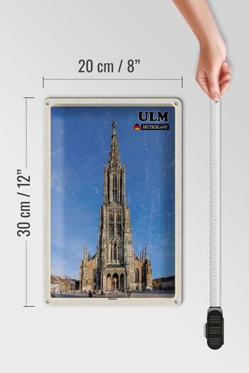 Plaque en tôle Villes Ulm Allemagne Münster 20x30cm 4