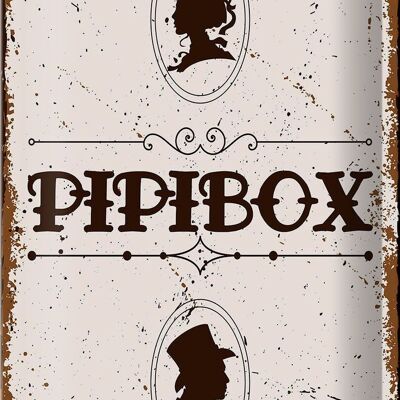 Cartel de chapa que dice Pipibox 20x30cm