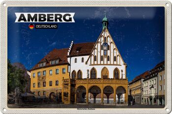 Plaque en tôle Villes Amberg Hôtel de ville historique 30x20cm 1