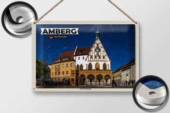 Plaque en tôle Villes Amberg Hôtel de ville historique 30x20cm 2