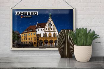 Plaque en tôle Villes Amberg Hôtel de ville historique 30x20cm 3