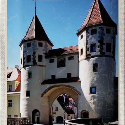 Cartel de chapa ciudades Amberg Nabburger Tor Edad Media 20x30cm