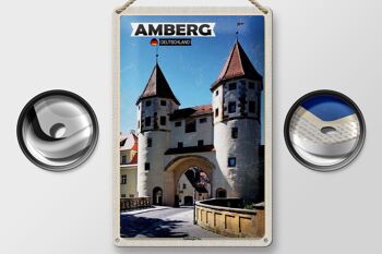 Plaque en tôle Villes Amberg Nabburger Tor Moyen Âge 20x30cm 2