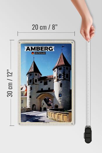 Plaque en tôle Villes Amberg Nabburger Tor Moyen Âge 20x30cm 4