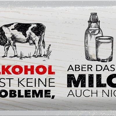 Blechschild Alkohol 30x20cm löst keine Probleme weißes Schild