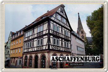 Plaque en tôle villes Aschaffenburg Stiftbaslika vieille ville 30x20cm 1