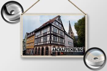 Plaque en tôle villes Aschaffenburg Stiftbaslika vieille ville 30x20cm 2