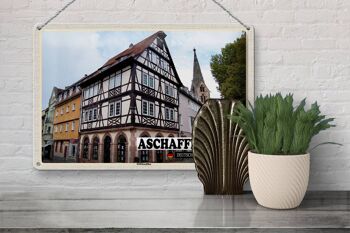 Plaque en tôle villes Aschaffenburg Stiftbaslika vieille ville 30x20cm 3