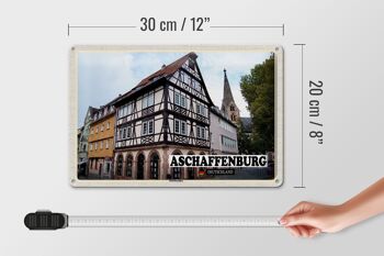 Plaque en tôle villes Aschaffenburg Stiftbaslika vieille ville 30x20cm 4