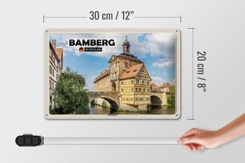 Panneau en étain villes Bamberg, ancien hôtel de ville, rivière, 30x20cm 4