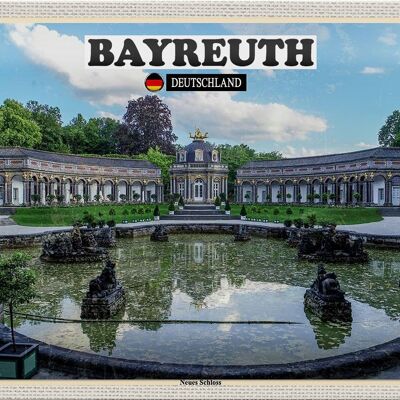 Plaque en tôle Villes Bayreuth Fontaine du Nouveau Château 30x20cm