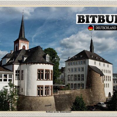 Blechschild Städte Bitburg Rathaus an der Römermauer 30x20cm