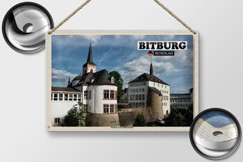 Plaque en tôle Villes Hôtel de ville de Bitburg sur le mur romain 30x20cm 2